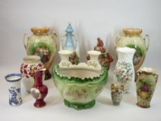 AYNSLEY, ROYAL DOULTON, CHARLOTTE RHEAD, SATSUMA WARE and other decorative vases (within 2 boxes)