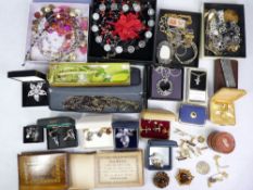 LADY'S & GENT'S COSTUME JEWELLERY, CUFFLINKS & COLLECTABLES - a mixed quantity to include two