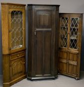 PARKER KNOLL LEADED TOP CORNER DISPLAY CABINET, Priory style linenfold hall robe and a further