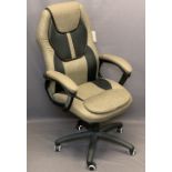 CANVAS TYPE OFFICE CHAIR - height adjustable, 120cms H, 66cms W, 49cms seat depth