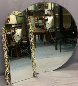 VINTAGE & MODERN WALL MIRRORS (2) - including a large size unframed circular mirror with bevel edge,