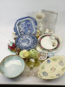 LOSOL WARE LUSTRE PEDESTAL BOWL, Honiton serving bowl, antique glassware and an assortment of other