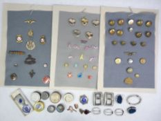 VINTAGE BADGES, JEWELLERY, BUCKLES & OTHER COLLECTABLES to include paste set shoe buckles, Royal