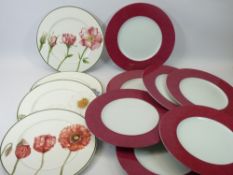 VILLEROY & BOCH FLORAL DECORATED PLATES (4). Also, Christofle oversized plates