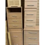 MODERN LIGHTWOOD FURNITURE - with two matching three drawer chests with matching two bedside