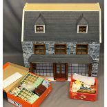 DOLLS/MINIATURE COLLECTOR'S HOUSE - slate style dressed front and roof, the lower section as a