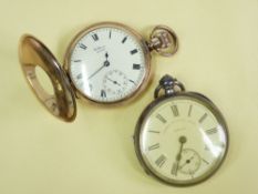 VINTAGE POCKET WATCHES (2) to include a Waltham gold plated Half Hunter and a Chester silver cased