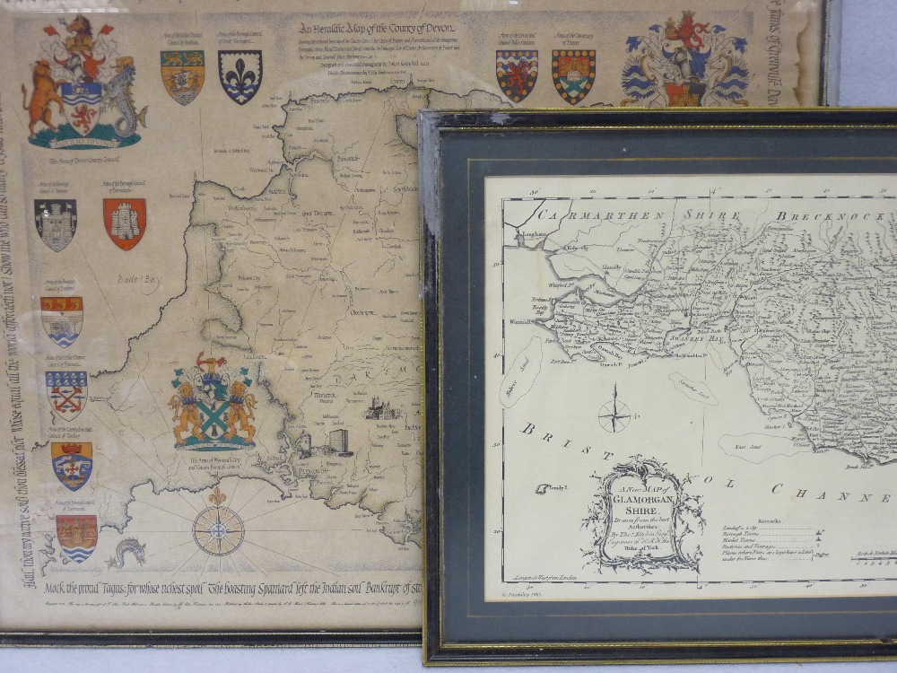 ANTIQUE STYLE & REPRODUCTION MAPS - a framed quantity, 53 x 69.5cms the largest along with three - Bild 6 aus 7