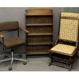 VINTAGE & LATER FURNITURE PARCEL, THREE ITEMS - to include a high back rocking chair with