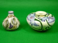 COBRIDGE & BLACK RYDEN VASES (2) - to include a 9cms H squat vase (plum) on a mushroom ground