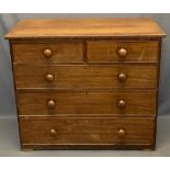 VICTORIAN MAHOGANY CHEST - two short over three long drawers with turned wooden knobs, 93cms H,