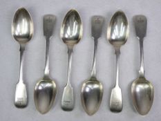 WILLIAM IV SILVER TABLESPOONS, SET OF SIX - London 1835, Maker William Eaton, 10.3 troy ozs gross,