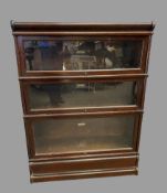 GLOBE WERNICKE SECTIONAL STACKING BOOKCASE - three glazed door fronted tiers, 116cms H, 87cms W,