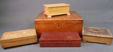 TREEN - work and jewellery box assortment including two musical