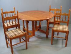 KITCHEN TABLE & FOUR CHAIRS - modern pine, gate leg