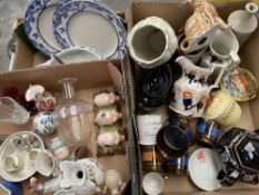 GAUDY WELSH, copper lustre, blue and white and an assortment of pottery and china (three boxes)