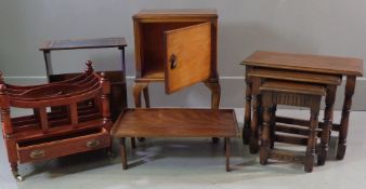 FURNITURE ASSORTMENT to include reproduction Canterbury, nest of three polished tables ETC (five