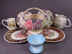 DRESDEN PLATES, a pair of floral reticulated plates, 22cms diameter, other display plates, Beswick