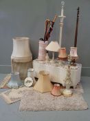 HOME FURNISHING - standard and table lamps, stickstand and sticks, loom furniture, rugs ETC