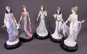 COALPORT DAVID CORNELL FIGURES with plinths - 'Queen of Sheba', Delilah', 'Salome', 'Cleopatra'