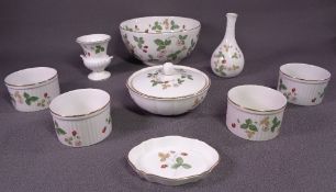 WEDGWOOD 'WILD STRAWBERRY' CHINA, an assortment including pedestal bowl, 20cms diameter