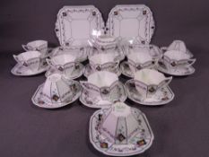 SHELLEY 11505 'FRUIT & DIAMOND' TEAWARE, approximately thirty five pieces