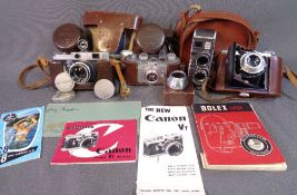 VINTAGE CAMERAS & EQUIPMENT to include cased Canon 50, Balda, Polaroid cine-camera ETC