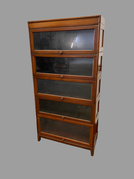 GLOBE WERNICKE STYLE BOOKCASE - five section, glass fronted, mahogany, 170cms H, 87cms W, 31cms D