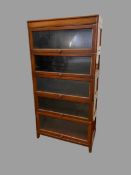 GLOBE WERNICKE STYLE BOOKCASE - five section, glass fronted, mahogany, 170cms H, 87cms W, 31cms D