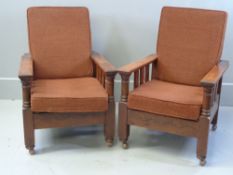 PARKER KNOLL VINTAGE RECLINING ARMCHAIRS - a pair, overall dimensions 1metre H, 67cms W, 88cms D