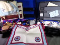 MASONIC REGALIA including medallions in several briefcases