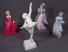 COALPORT FIGURINE 'Jennifer Jane' and three Royal Worcester figurines 'Grandmother's Dress', 'The