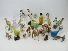 POTTERY & PORCELAIN FIGURINES & ANIMAL COLLECTION - Coalport Pamela, Christine and Nanette, bird