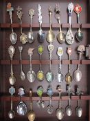 EP & OTHER COLLECTOR'S SPOONS - over 70 displayed in three mahogany effect cases