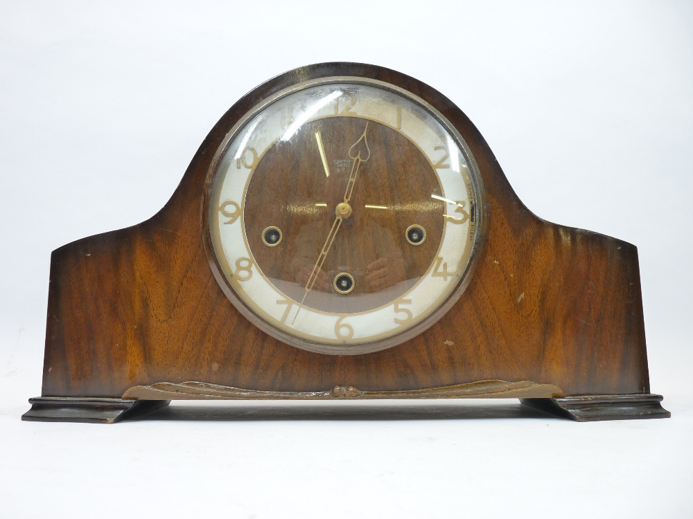ART DECO & OTHER MANTEL CLOCKS (3) - Smiths wooden cased examples (2) and an Onyx and Bakelite - Image 2 of 2