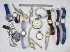 VINTAGE & LATER LADY'S & GENT'S WRIST & POCKET WATCHES, A COLLECTION - a 9ct gold cased lady's