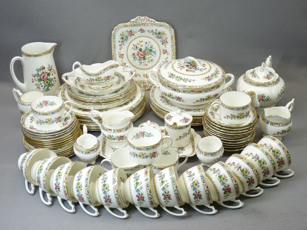 COALPORT MING ROSE TEA & DINNERWARE - approximately 90 pieces including teapot with lid, tureen