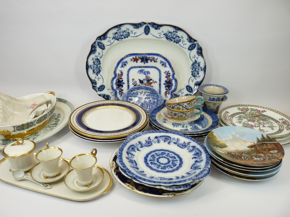 DECORATIVE WALL PLATES, BAVARIAN 'COFFEE FOR TWO' SET, Booths Willow and other Blue & White ware,