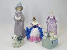 NAO, COALPORT, ROYAL DOULTON FIGURINES (5) - to include Coalport Sara, Royal Doulton Sara HN4720