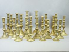 VICTORIAN & LATER BRASS CANDLESTICKS, 11 PAIRS