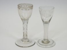 18TH CENTURY DRINKING GLASSES (2) - including a conical foot example with semi-rough pontil and