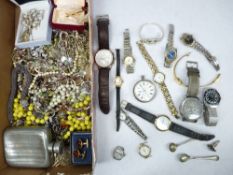 VINTAGE & LATER COSTUME JEWELLERY, lady's and gent's wristwatches and other collectables including a