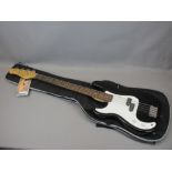 *MUSIC SHOP STOCK - J Turser left handed electric bass guitar with canvas carry case, 117cms L N.