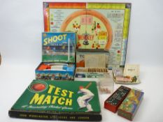 VINTAGE GAMES, A QUANTITY - Totopoly, Game of Wembley, Test Match Cricket Game, Shoot Match set