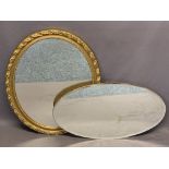 DECORATIVE OVAL WALL MIRRORS (2) - to include an open frame example with facet bevelled edge, 65.5 x