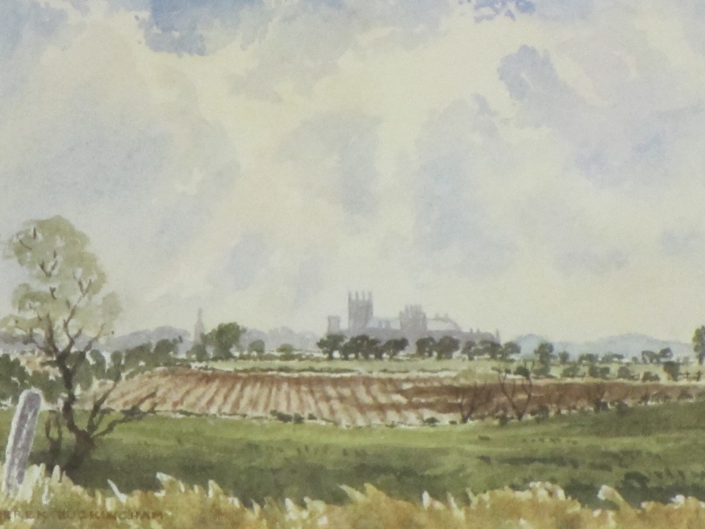 DEREK BUCKINGHAM watercolours, a pair - 'Ely Cathedral' and 'A Ploughed Field', both 12 x 17cms - Image 5 of 5