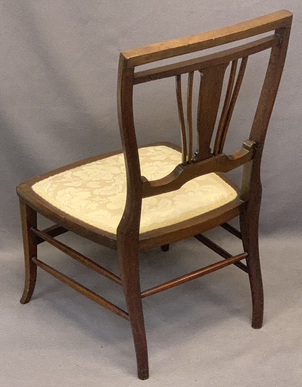 EDWARDIAN INLAID MAHOGANY NURSING CHAIR - with upholstered seat, 74cms H, 43cms W, 40cms seat D - Image 2 of 3