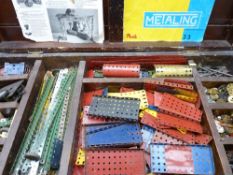 VINTAGE & LATER MECCANO & A BOXED NO 8 LEGO SET - the bulk contained in a lidded wooden box, 14.5cms