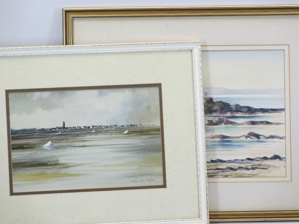 J MORLAINE watercolour - French Coastline, dated '85, 19.5 x 29.5cms and COLOGINOLI watercolour -