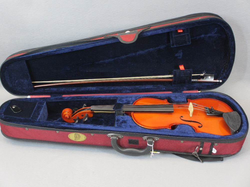 PRE-LOVED MODERN VIOLINS WITH BOWS - in fitted cases (3) to include a Stentor Student 2 3/4 size, - Image 3 of 7